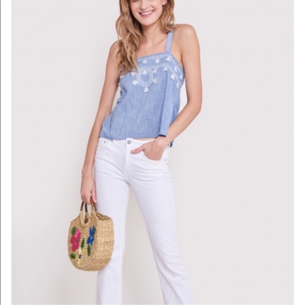 Roller Rabbit NWT Leni Chambray 100% Cotton Sleeveless Boxy Boho Top Large